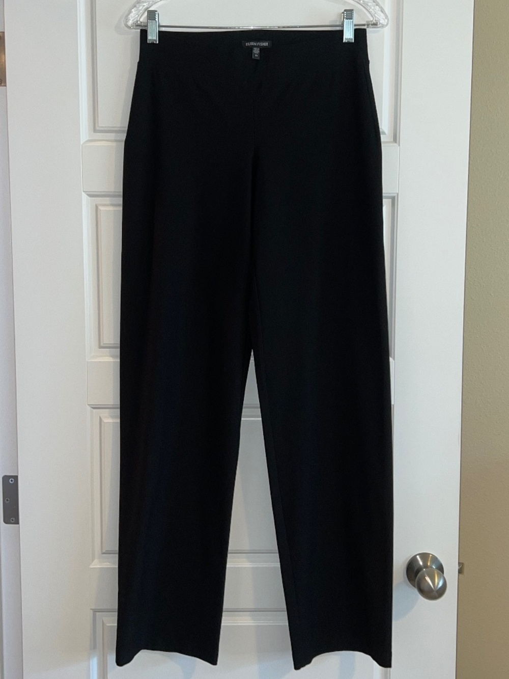 Eileen Fisher Black Stretch Crepe Pull-On Straight Leg Pant Size XS